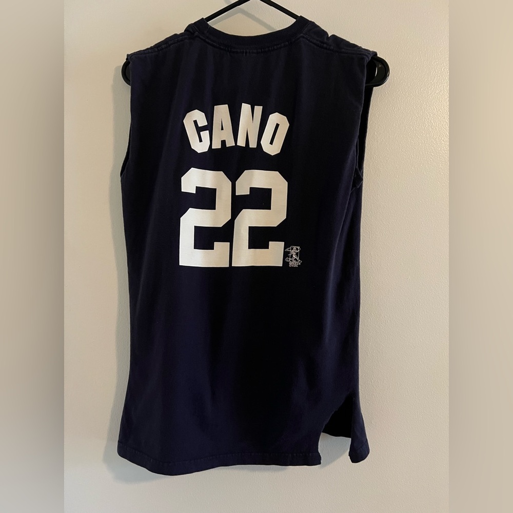 Unisex NY Yankees Cano #22 Navy Sleeveless Sports Tshirt
